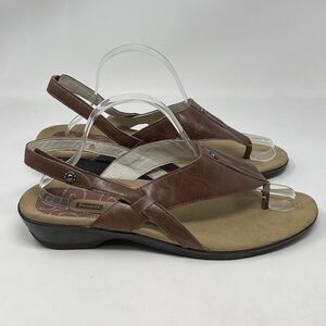 Propet Mariko Sandals Womens 11 B Brown Leather Slingback Thong Casual Comfort